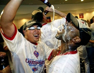 Illustration for article titled Deadspin Classic: A Children's Treasury Of Men Getting Blasted In The Face With Champagne